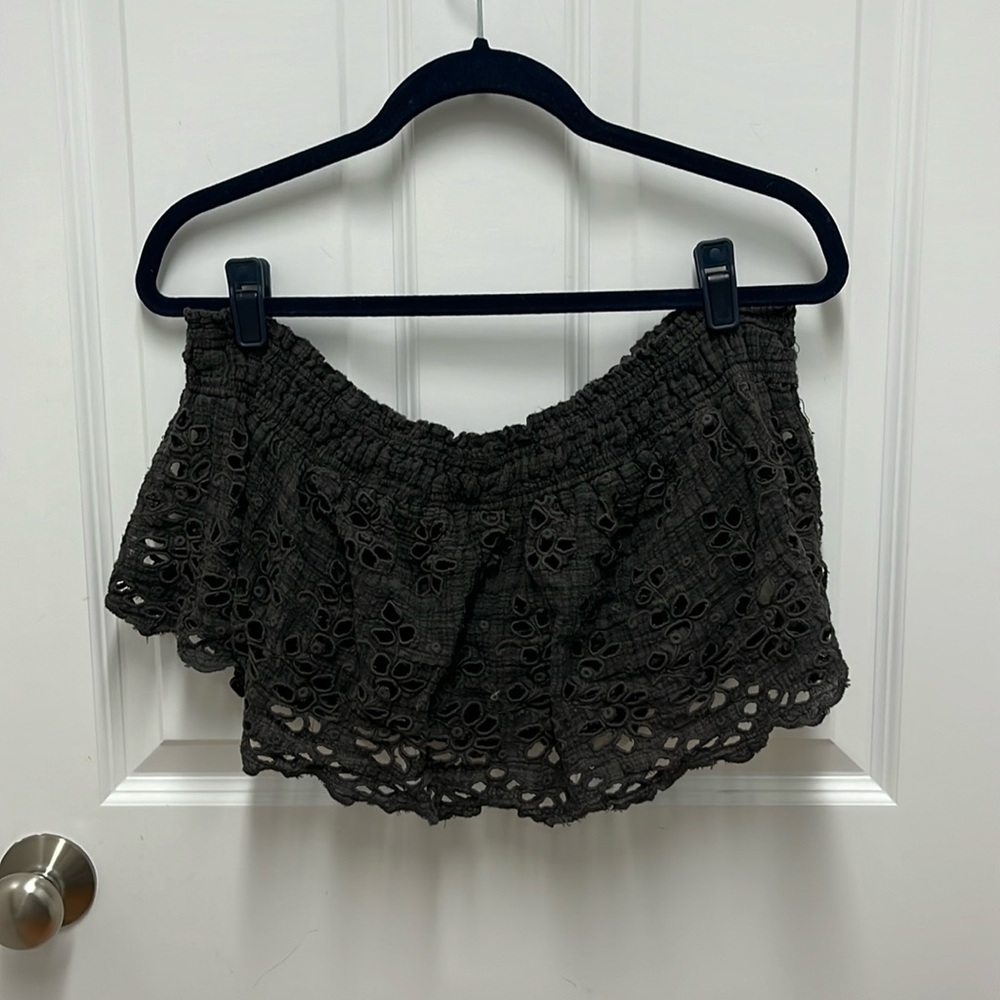 Free People Brown Eyelet Off the Shoulder‎ Top